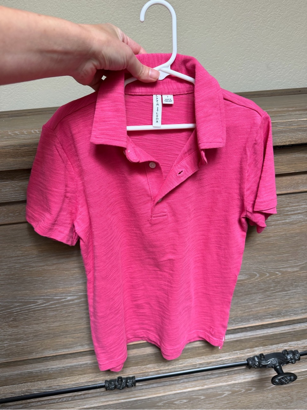 New w/o tag Janie and Jack boys dark Pink fuchsia Polo short sleeve shirt